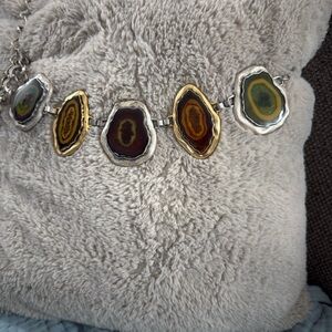 Chico's Green and Brown Belt with Earth-Tone Accents